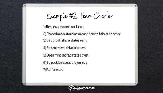 Example #2 of a an Agile team charter