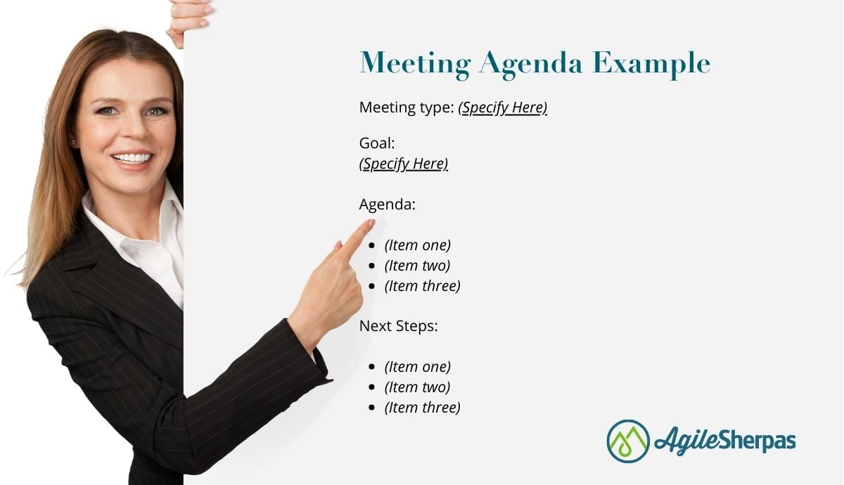 A template for preparing a meeting agenda.