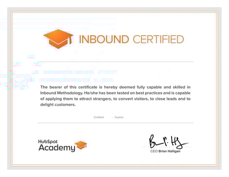 HubSpot Inbound Certificate
