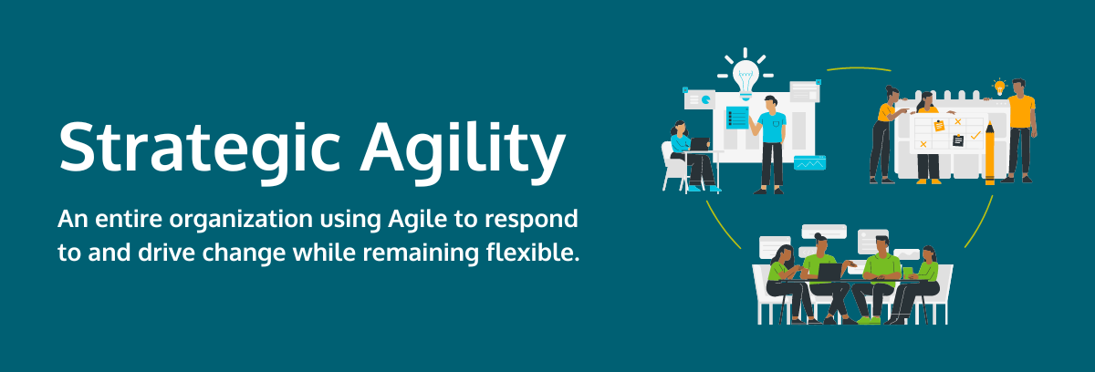 Strategic Agility is when an entire organization is using Agile to respond to and drive change while remaining flexible.